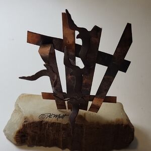 Vintage DeMott Copper/Marble Sculpture Art